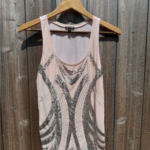 Express Pink Sequin Embellished Tank Top